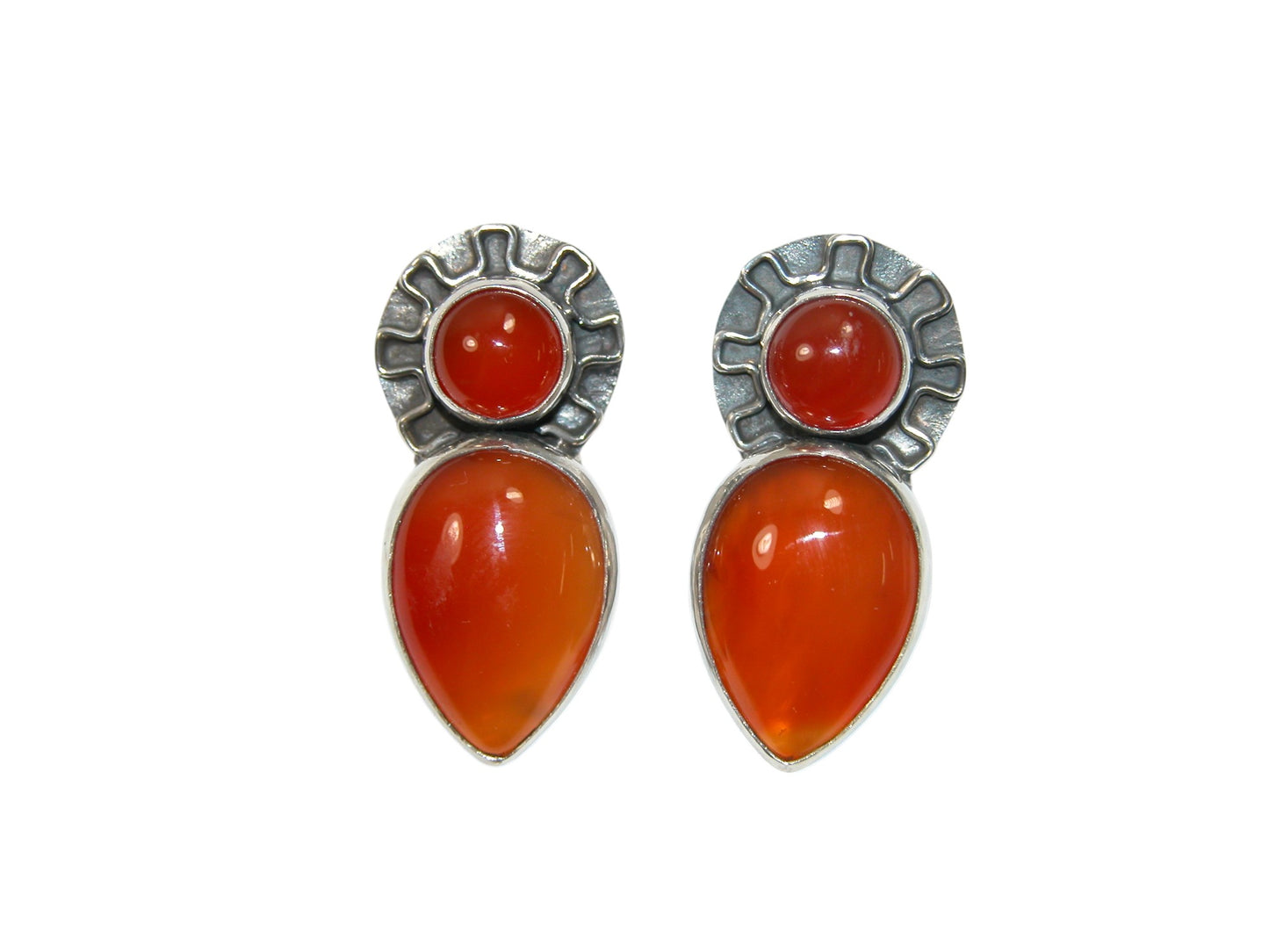 33999 Carnelian, Two-Stone Sterling Silver Earrings