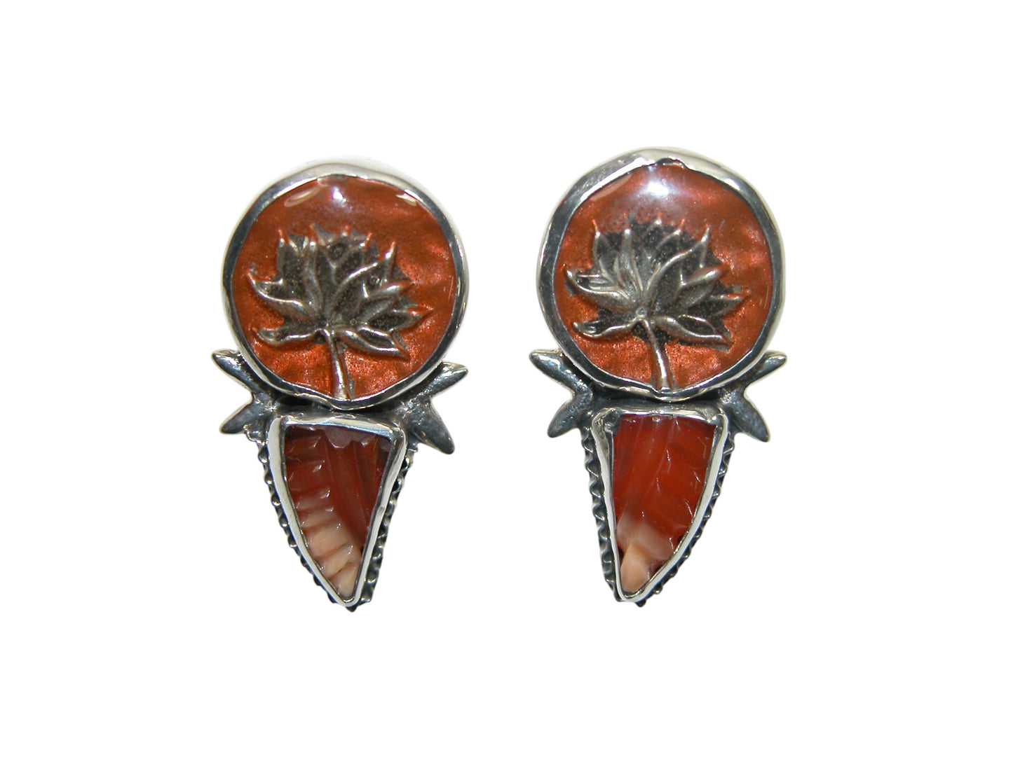 34013 Hand Enamel Lotus Sterling Silver Earrings