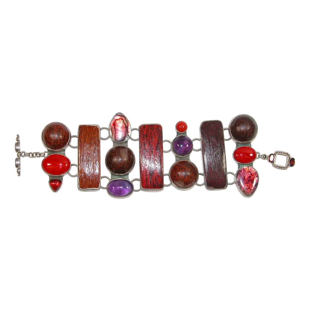Abalone Amethyst Sterling Silver Bracelet