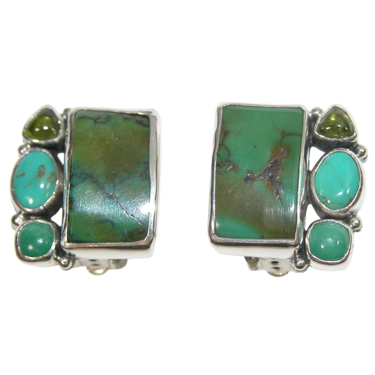 33872 Turquoise, Peridot, Apatite Sterling Silver Earrings