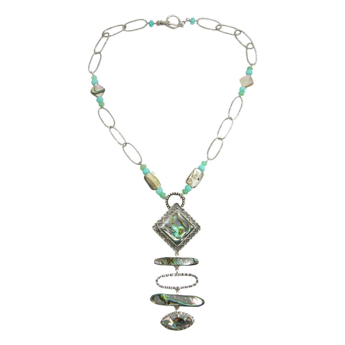 21052 Abalone, Amazonite Sterling Silver Necklace