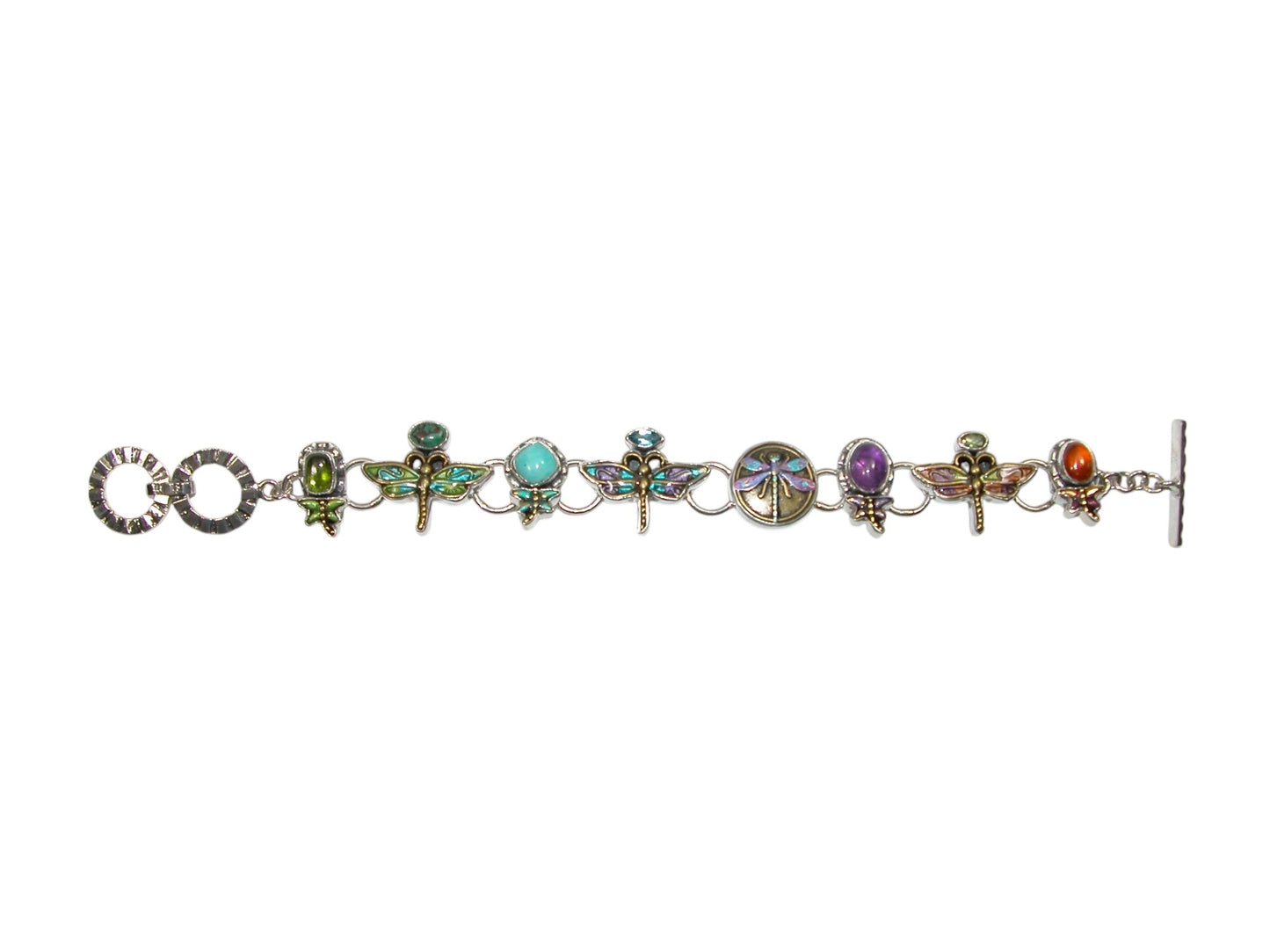 33156 Dragonfly Colorful Sterling Silver Bracelet