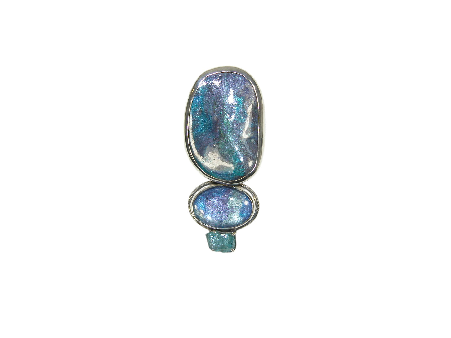 33296 Boulder Opal, Crystal Sterling Silver Pin and Pendant