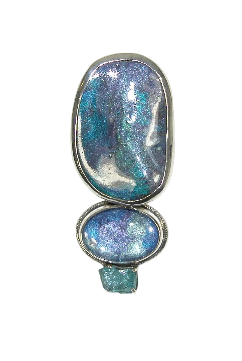 33296 Boulder Opal, Crystal Sterling Silver Pin and Pendant