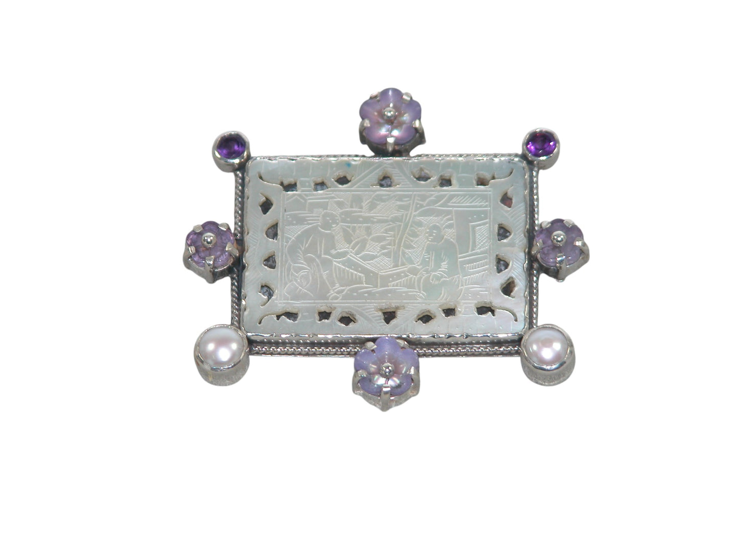 Mother of Pearl Sterling Silver Pin Pendant