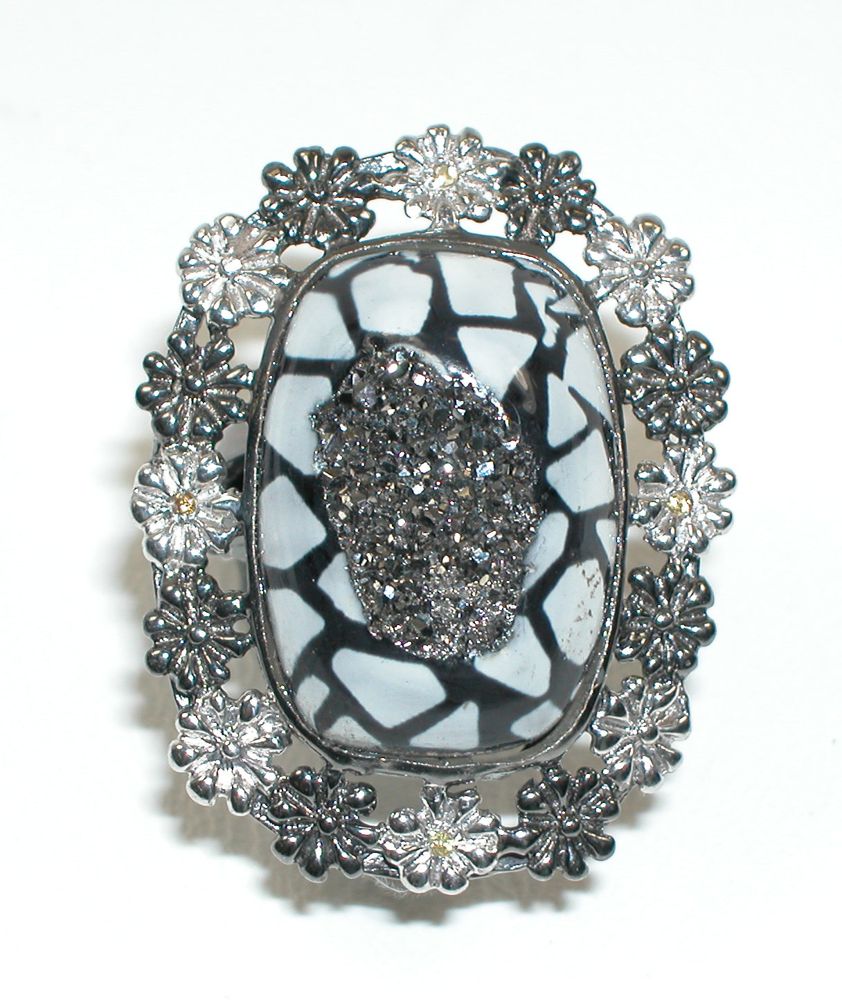 3409 Silver Druzy Ring