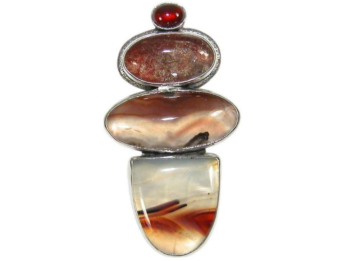 33318 4 Piece Agate Pin and Pendant