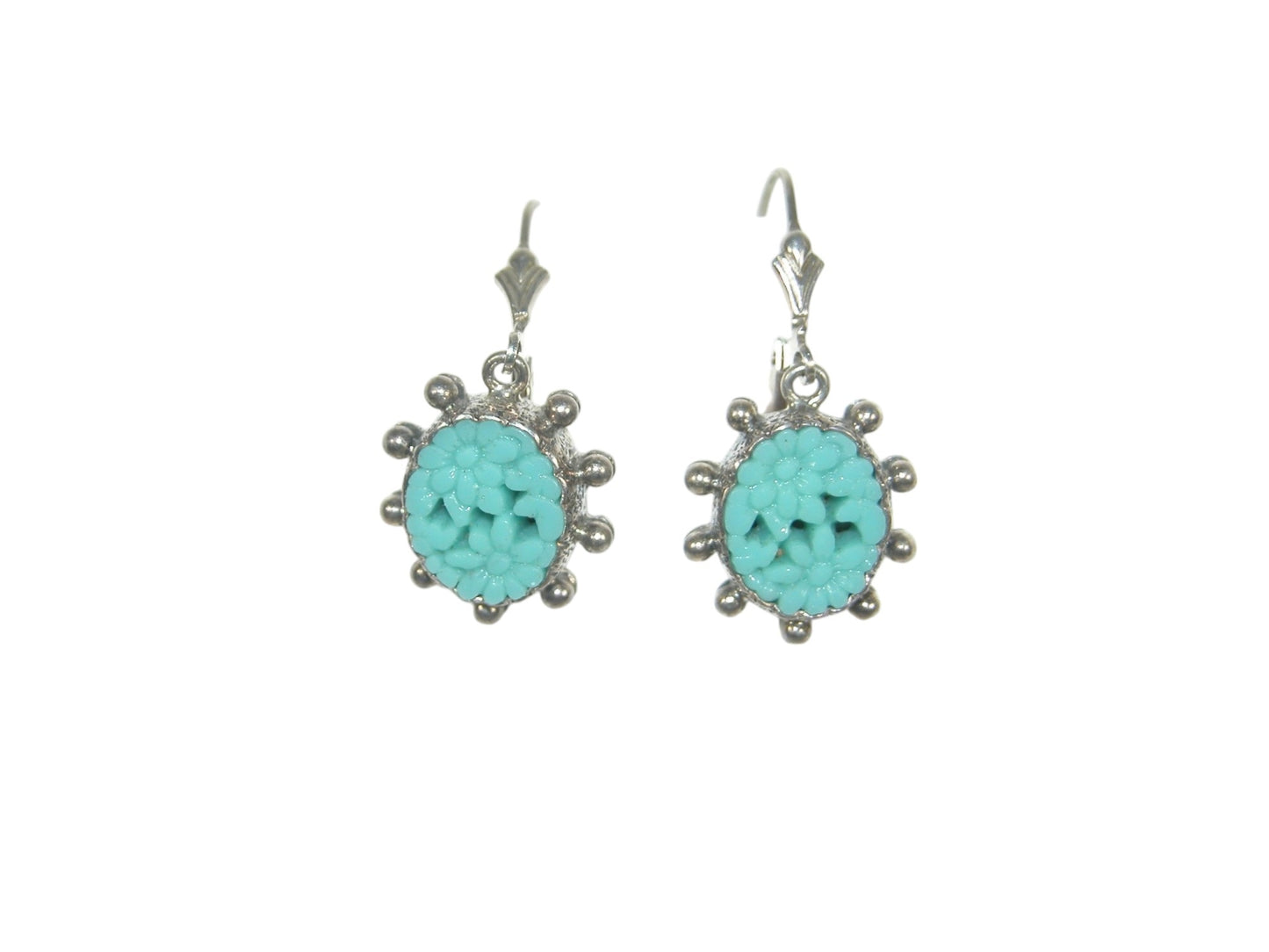 18463 Vintage Glass, Sterling Silver Earrings