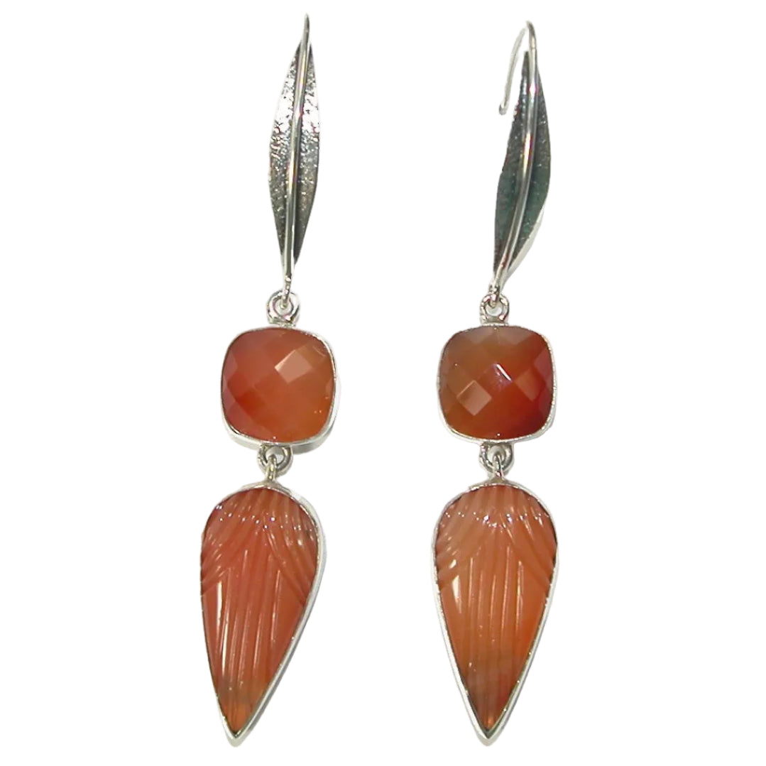30270 Carved Onyx Sterling Silver Earrings