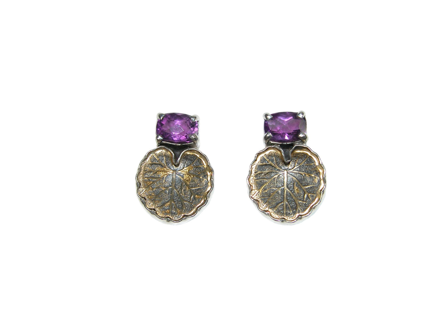 29567A Amethyst Lilypad Sterling Silver Earrings