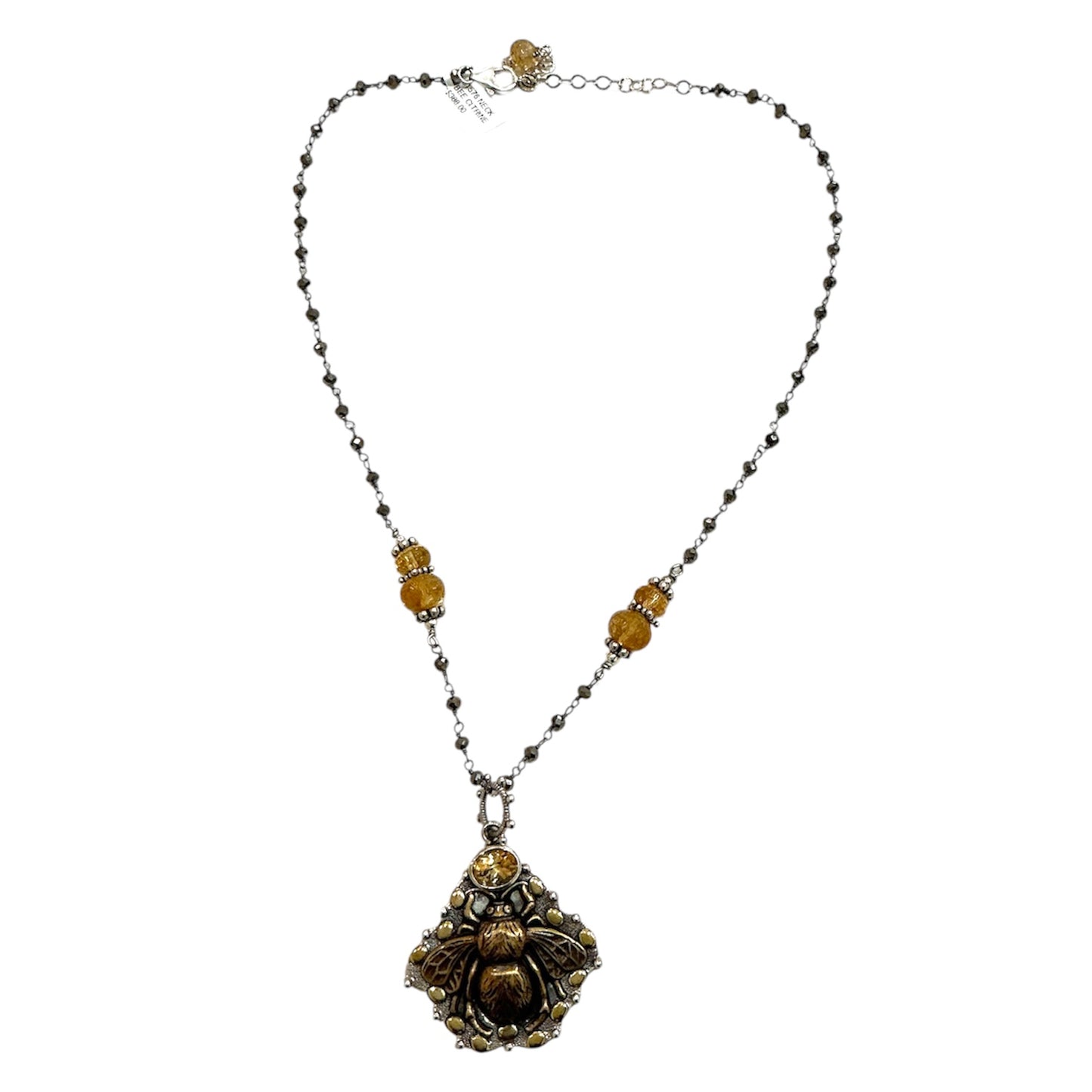 31576 Citrine Bee Sterling Silver Necklace