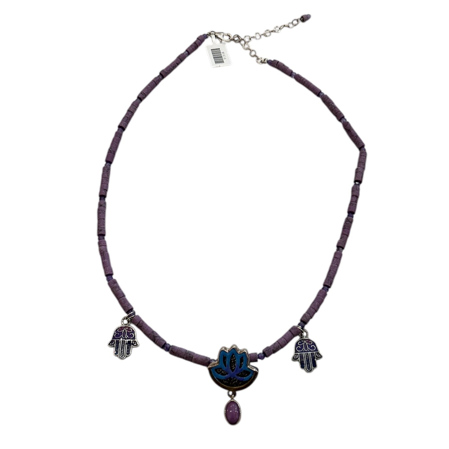 31316 Lotus Hand Enameling Beaded Necklace