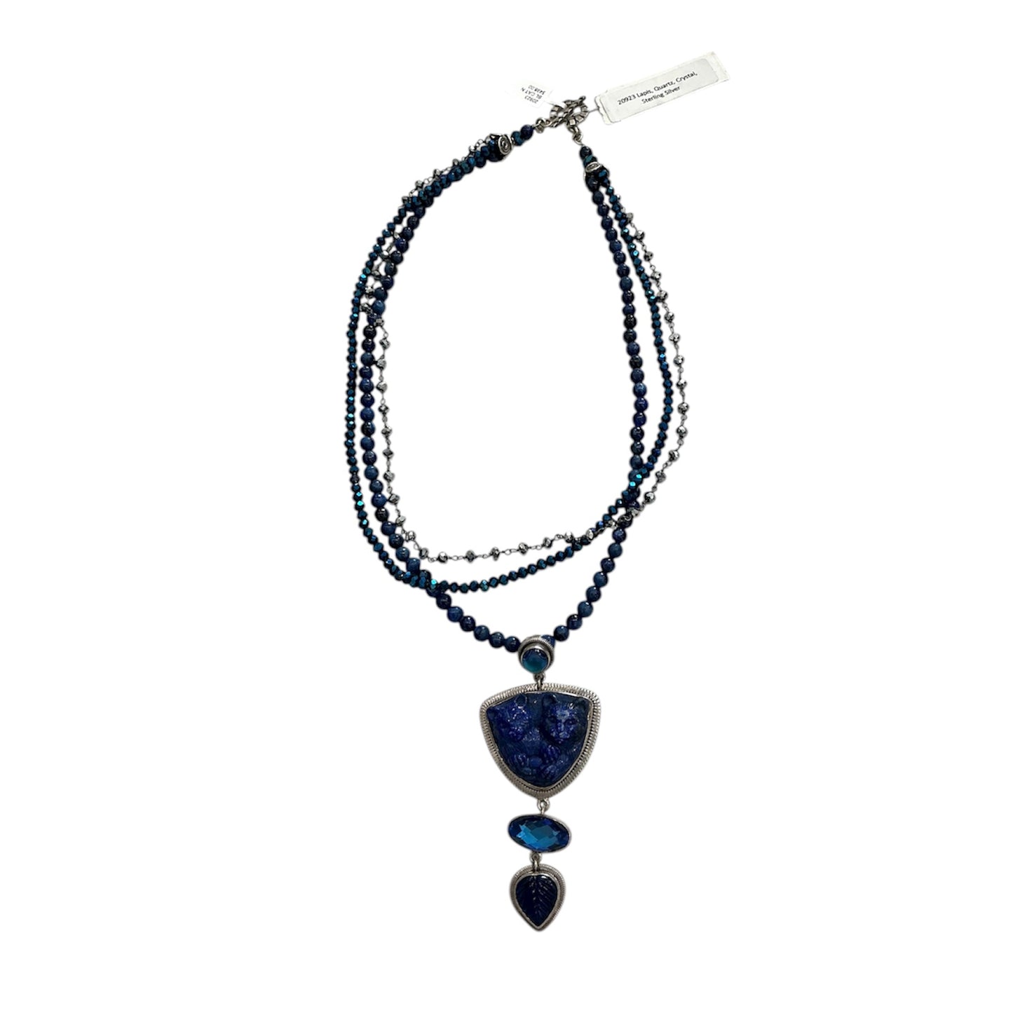 20923 Lapis, Quartz, Crystal Sterling Silver Necklace