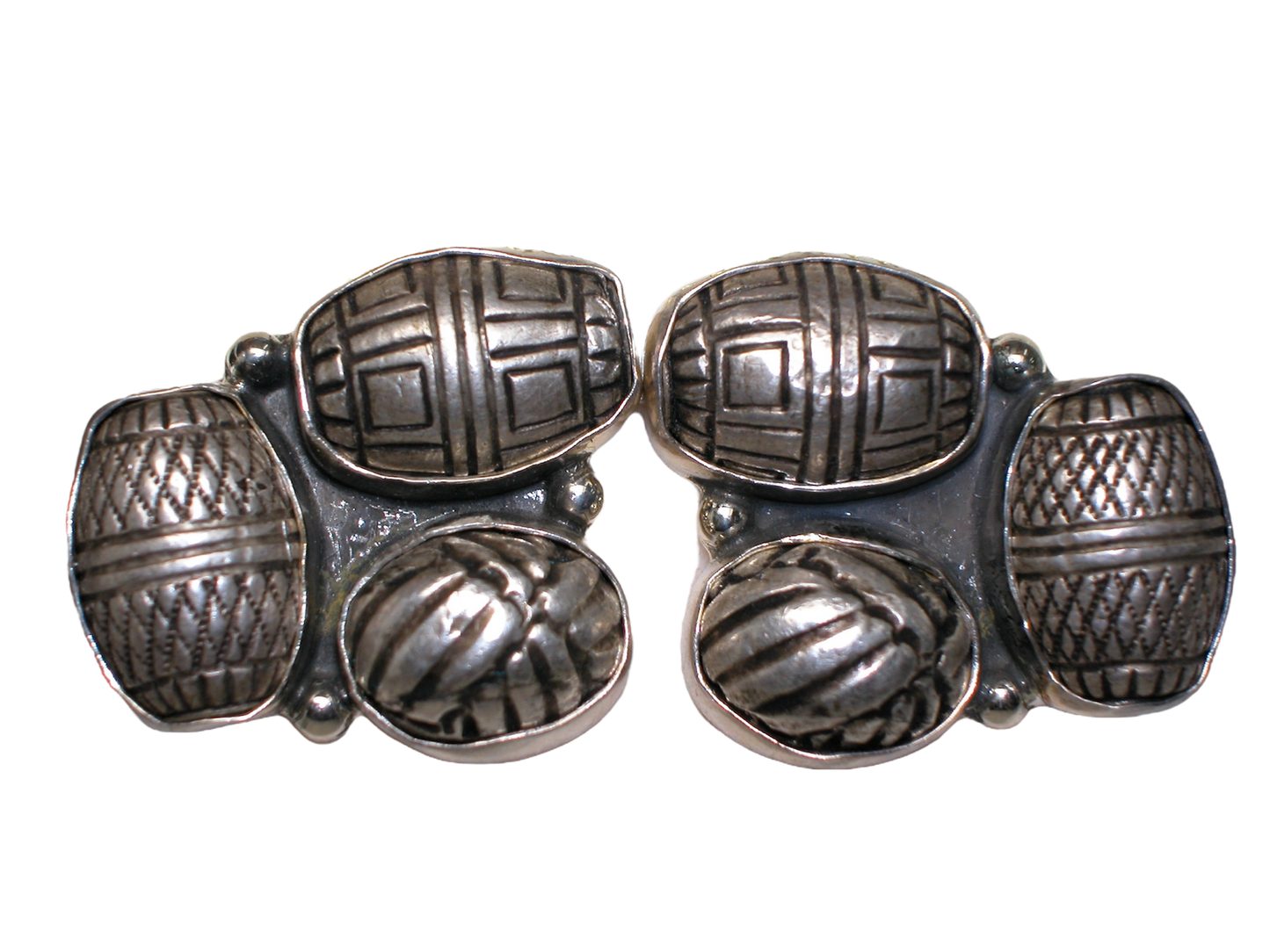 38103 Three Piece Oval Sterling Silver Earrings