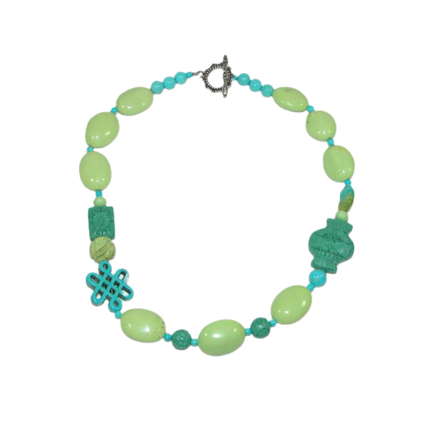 10476 Carved Turquoise Beaded Necklace