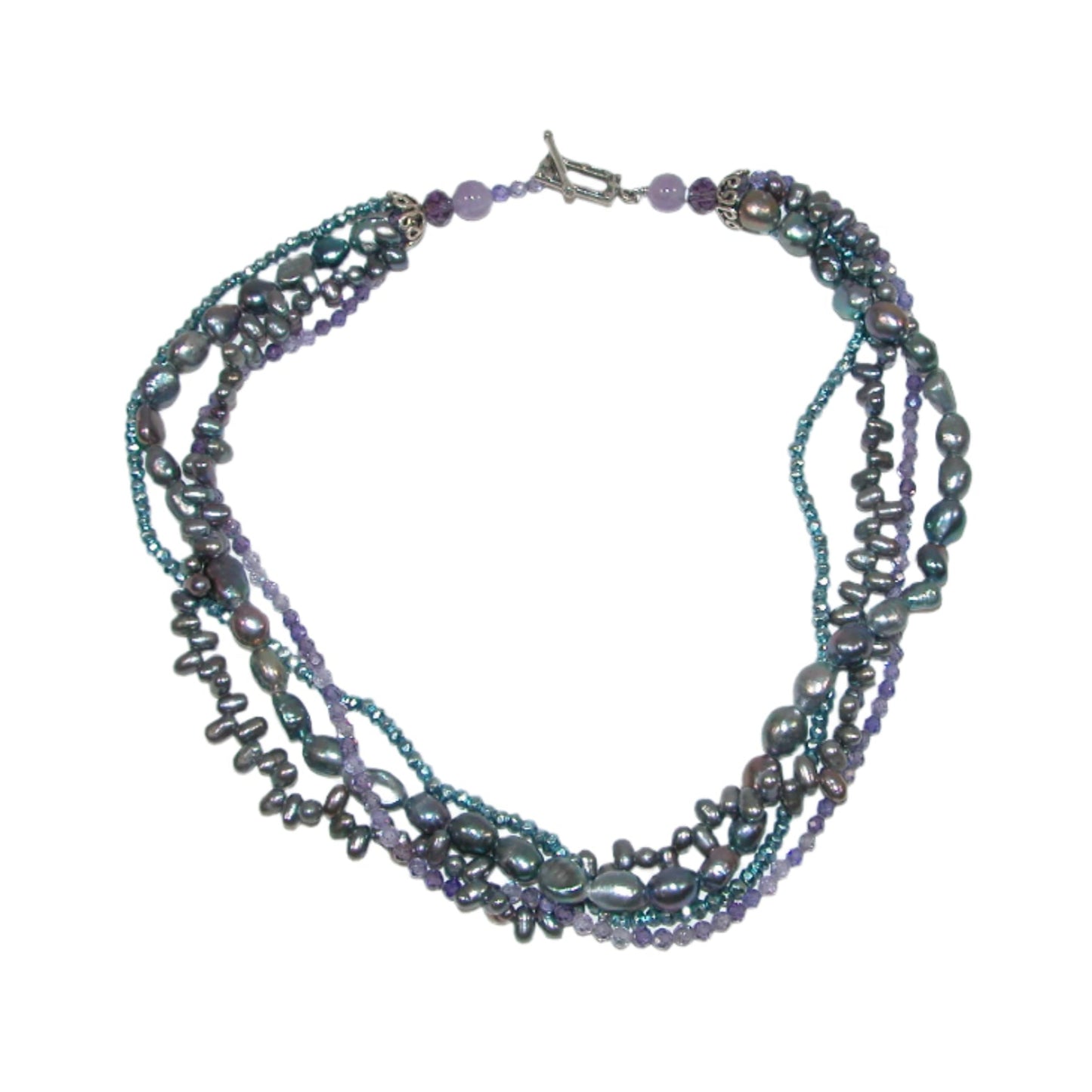 Mother of Pearl 4 Strand Sterling Silver Necklace