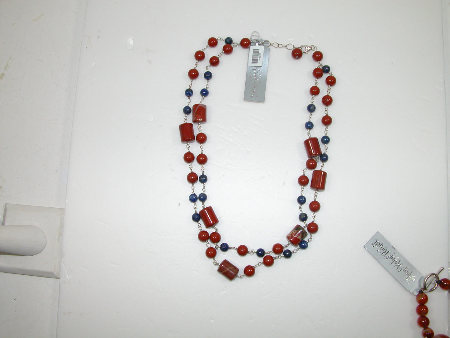 Jasper, Lapis Beaded Sterling Silver Necklace