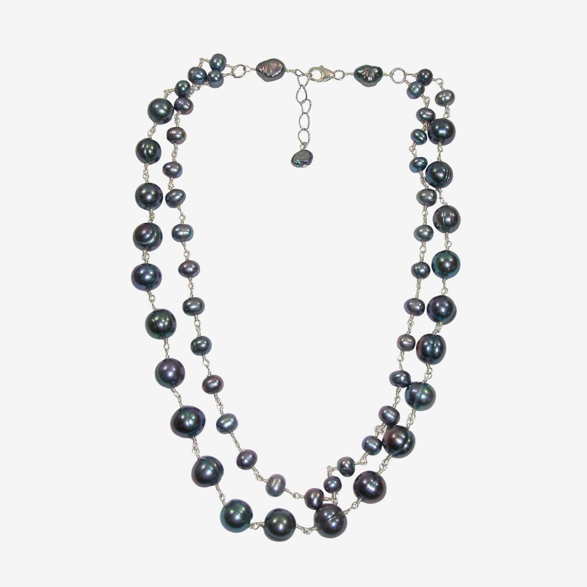 N5100 Jointed Peacock Freshwater Pearl 2 Strand Necklace