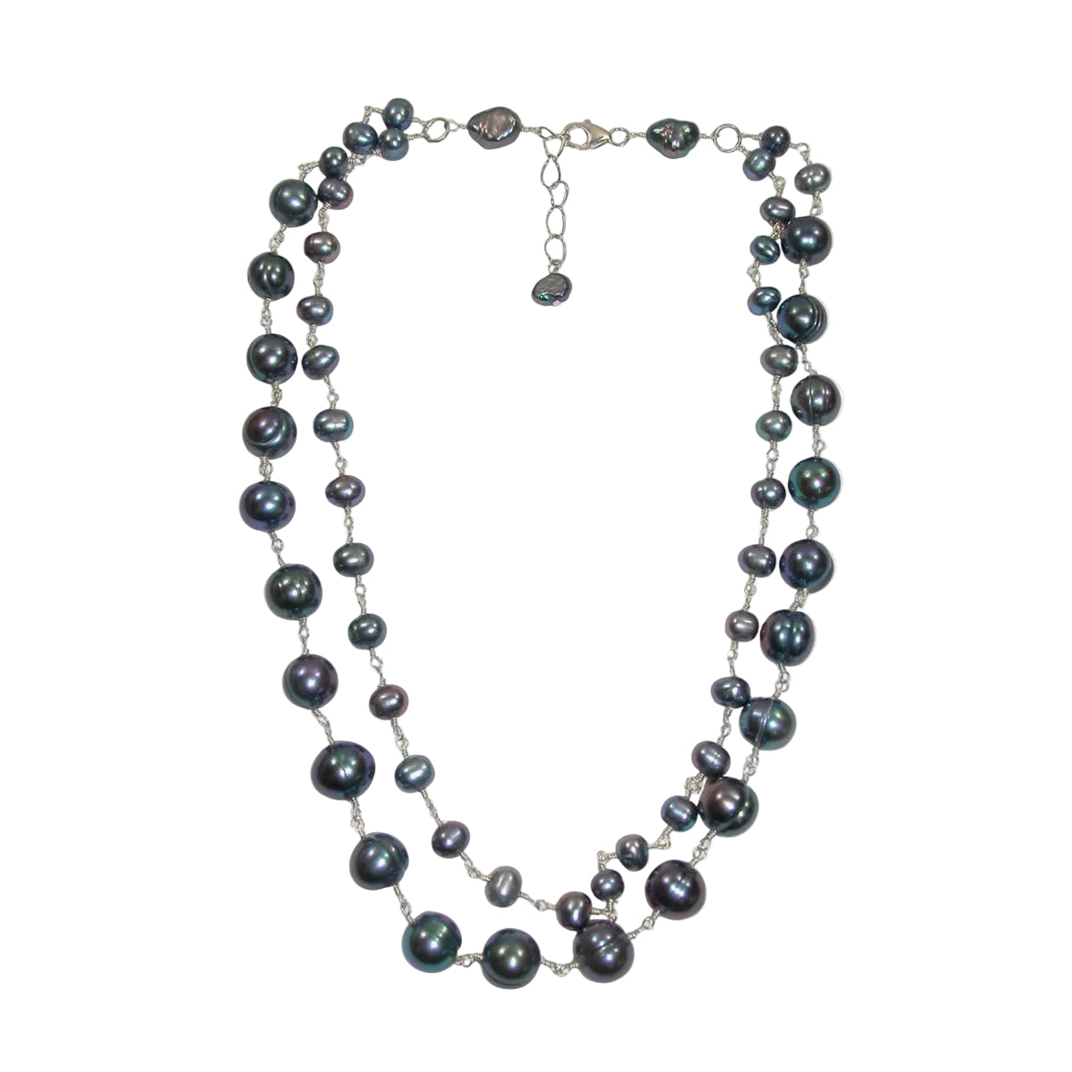 N5100 Jointed Peacock Freshwater Pearl 2 Strand Necklace