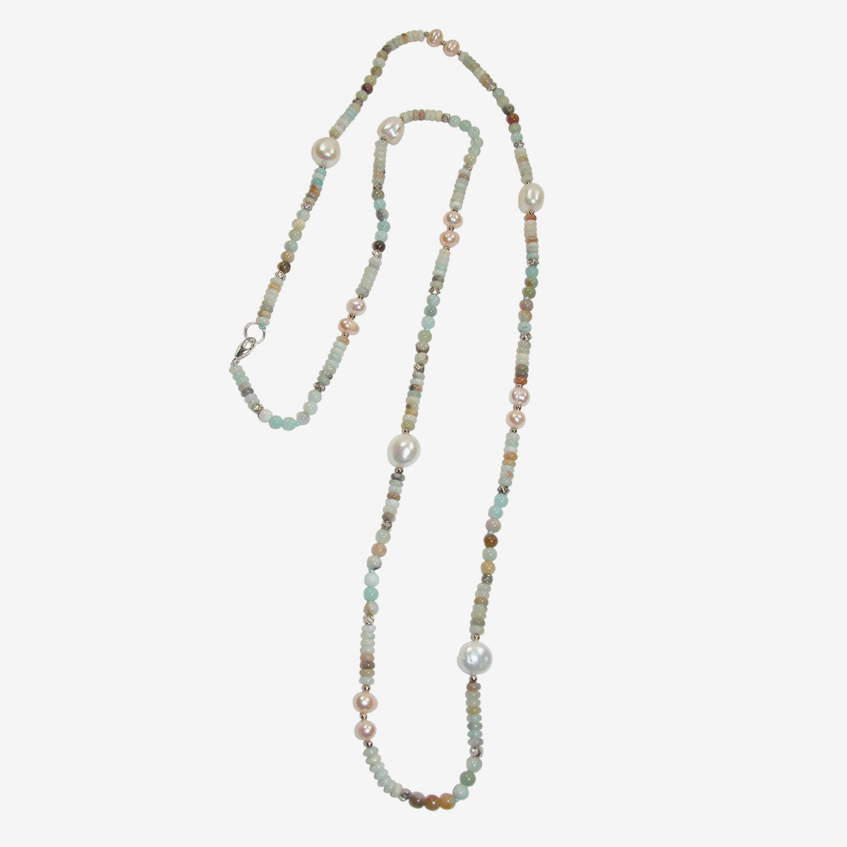 N5213A Amazonite, Mother of Pearl Necklace