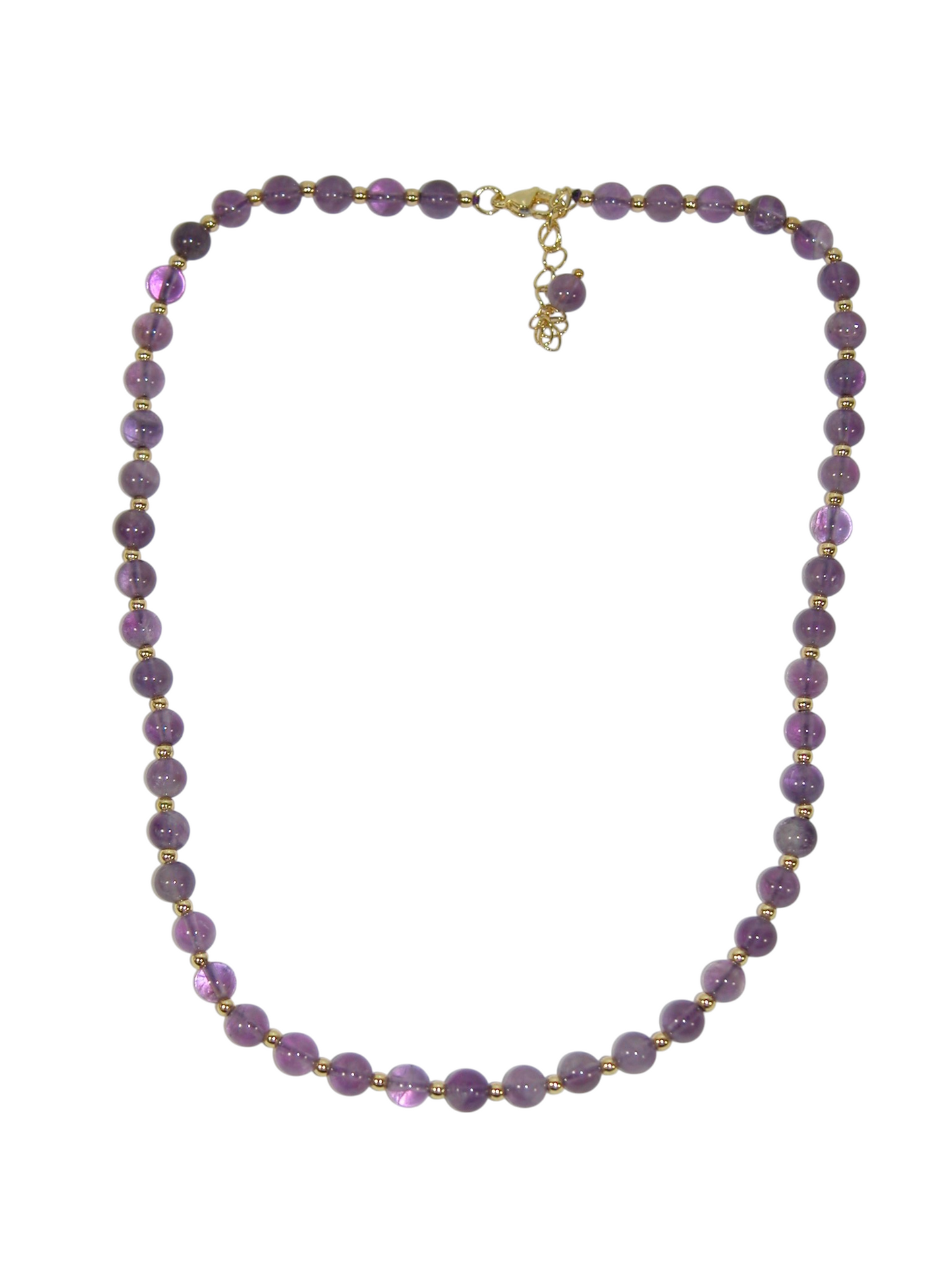 N5605 Amethyst Short Polished Bead Necklace