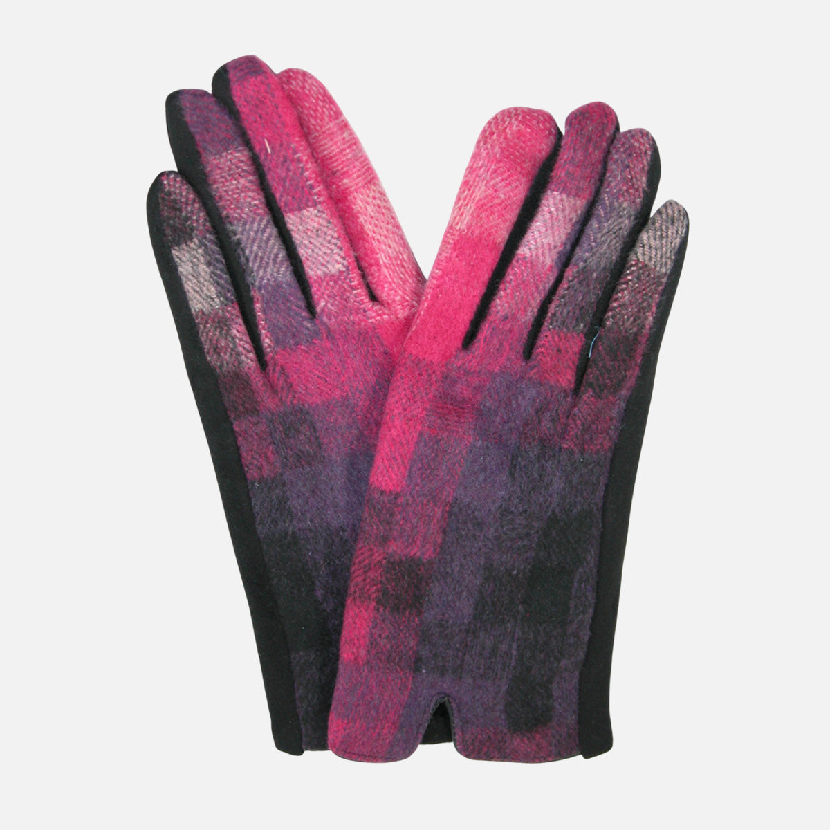 Checkered Pattern Ombre Gloves Pink GF3523