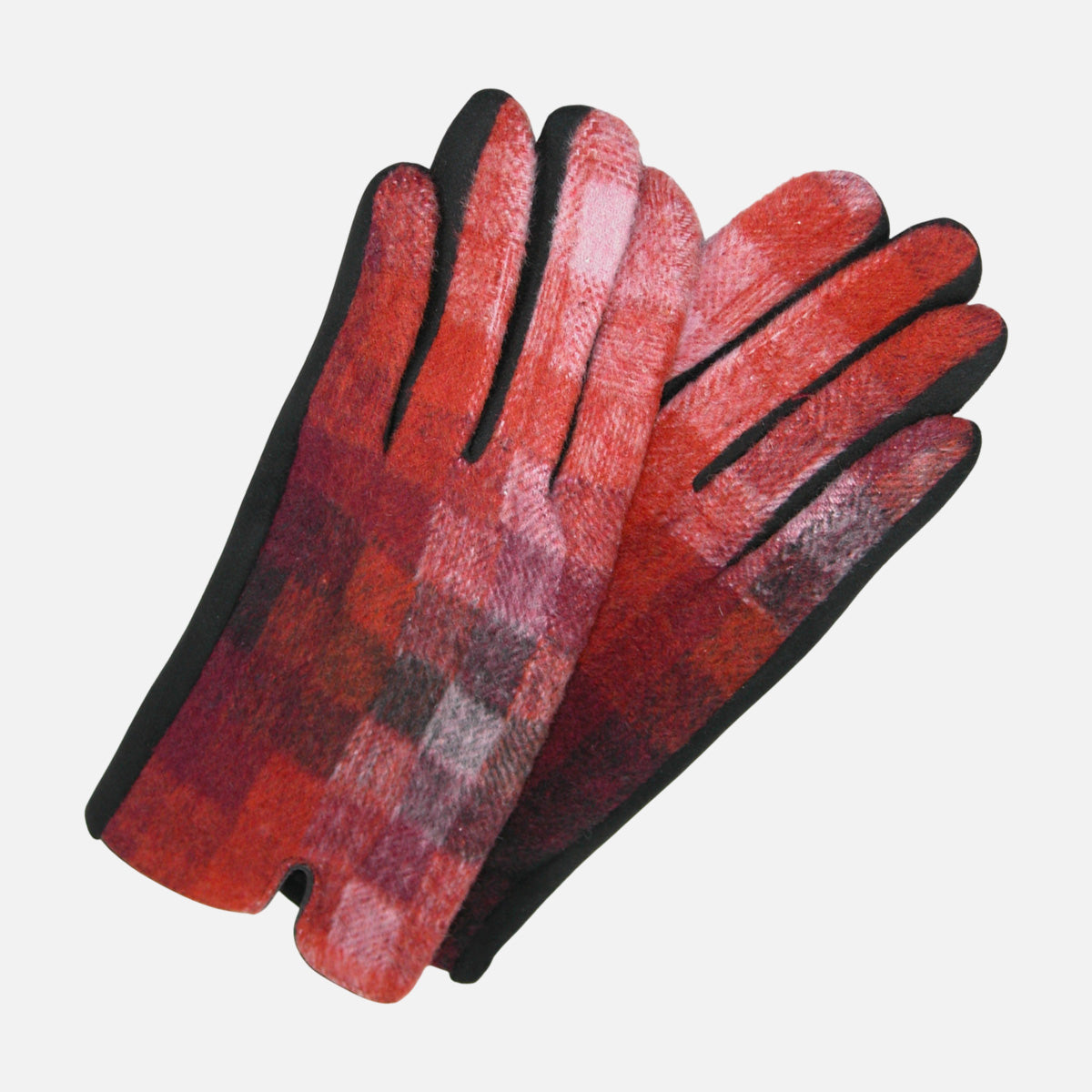 Checkered Pattern Ombre Gloves Red GF3521
