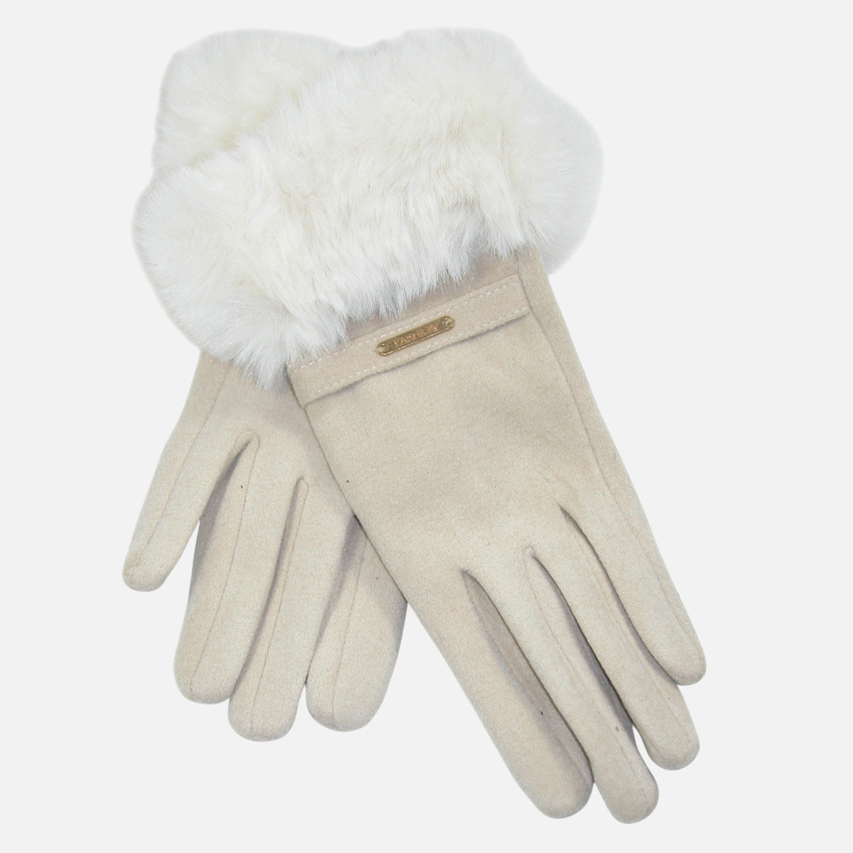 Sueded Gloves, Beige (GF3526)