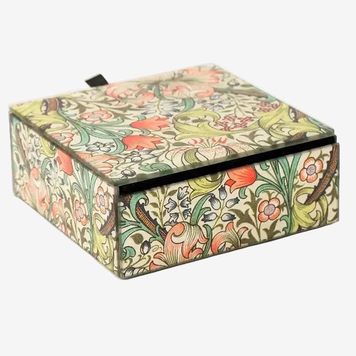 Glass Keepsake Box, William Morris Floral (GF4245)