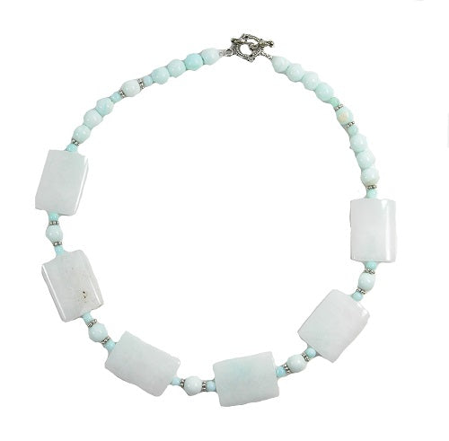Hemimorphite Beaded Sterling Silver Toggle Clasp Necklace