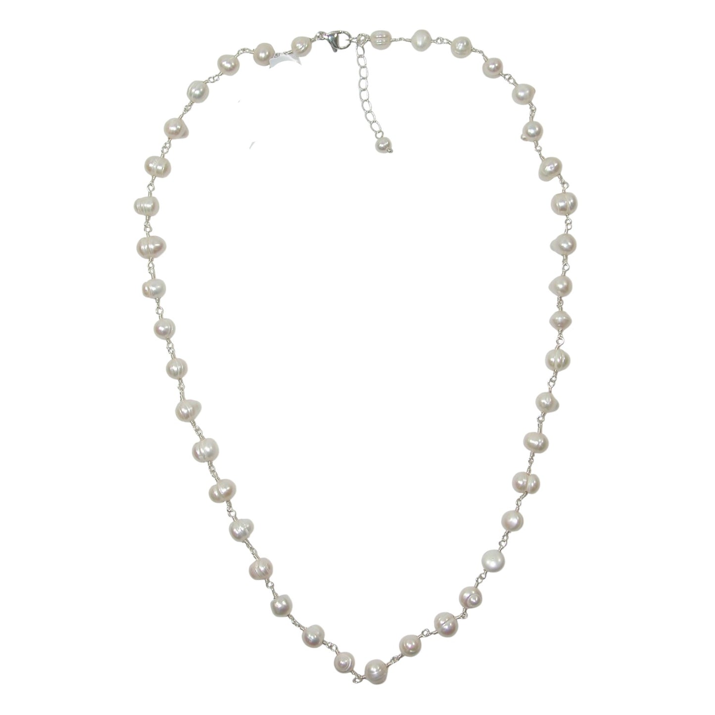 Freshwater Pearl Beaded Sterling Silver Necklace