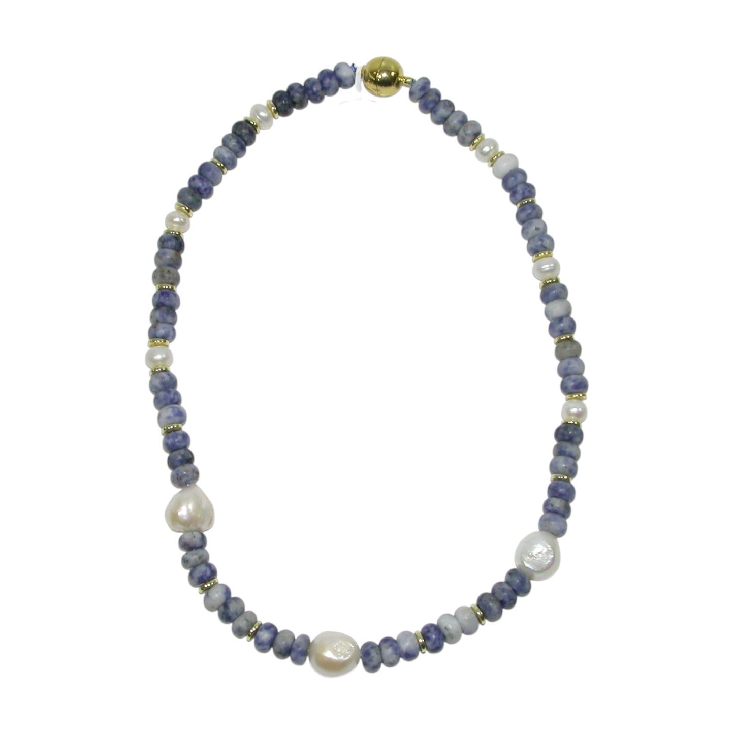 Sodalite Beaded Sterling Silver Necklace