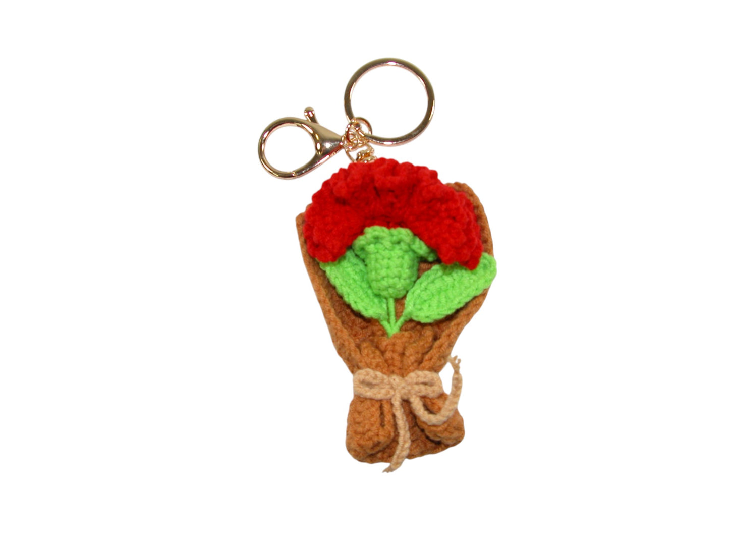 Crochet Red Flower Keychain GF2148
