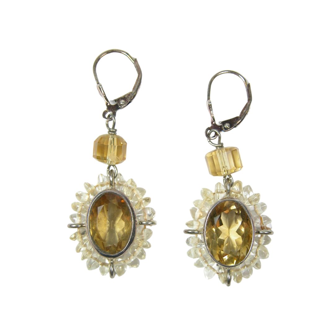 Citrine Lever Back Oval Earring