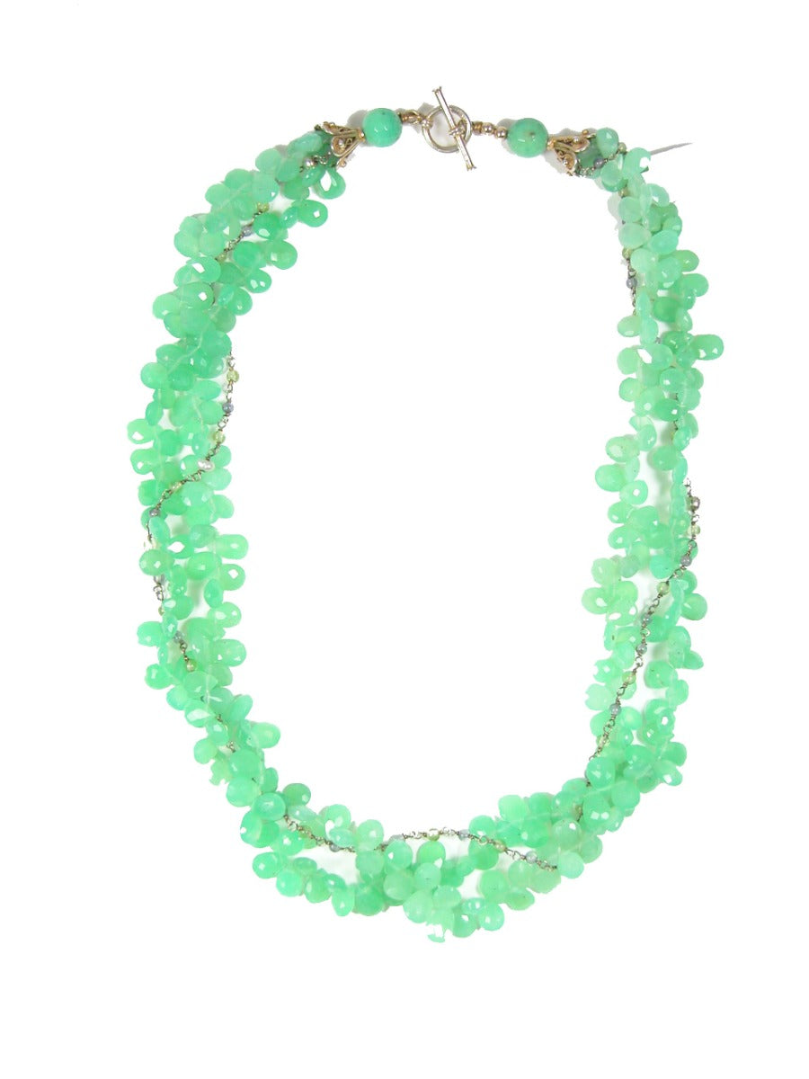 Chrysoprase with a Sterling Silver Toggle Clasp Necklace