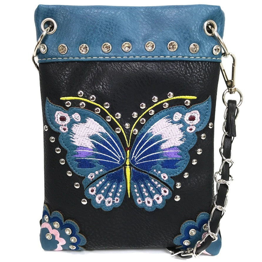 Western Style Crossbody Black with Butterfly GF5103