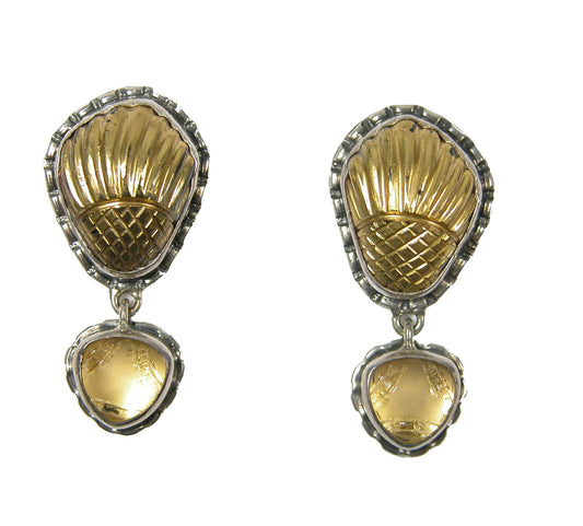 20213 Quartz Over Gold Sterling Silver Earring