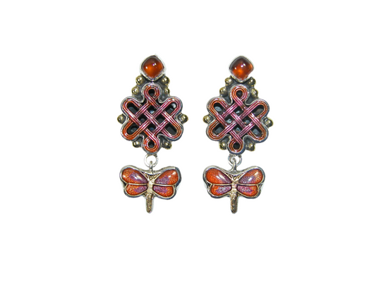 33378 Dragonfly Hand Enameled Sterling Silver Earrings