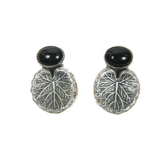 29567B Lotus Leaf with Black Onyx Earring