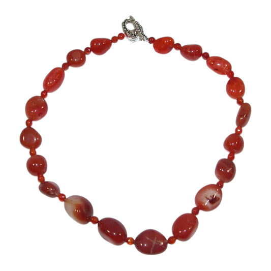 10008 Carnelian Sterling Silver Beaded Necklace
