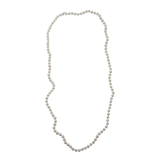 Extra Long Freshwater Pearl Beaded Sterling Silver Necklace