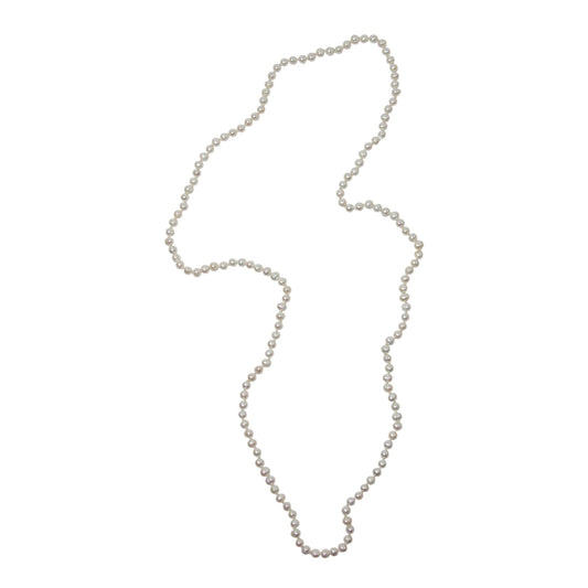 Extra Long Freshwater Pearl Beaded Sterling Silver Necklace