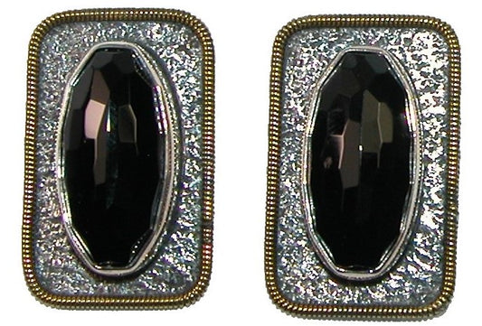 Faceted Black Onyx Sterling Silver Earring