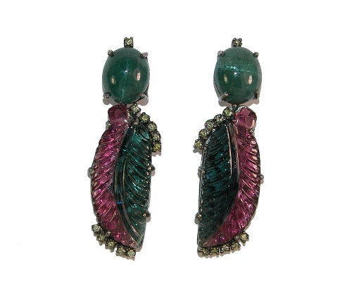 10615 Diamond Tourmaline Rhodium Earrings