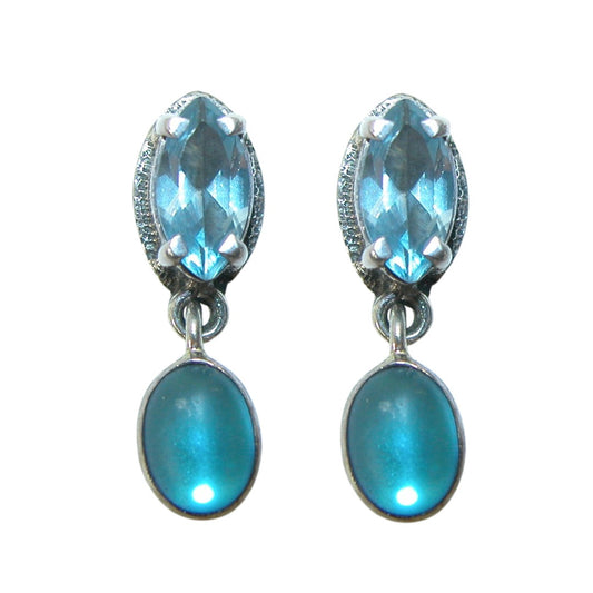 10646 Blue Topaz Celestial Quartz Sterling Silver Earrings