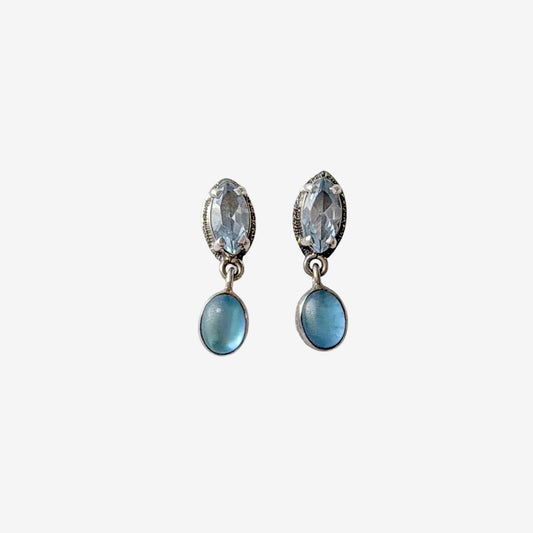 10646 Blue Topaz Celestial Quartz Sterling Silver Earrings