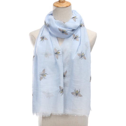 Pale Blue Bee Scarf GF4407