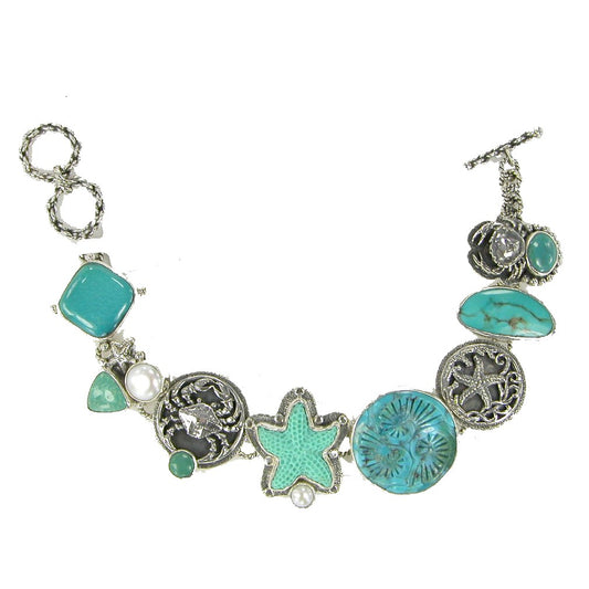 Turquoise Sealife Sterling Silver Bracelet