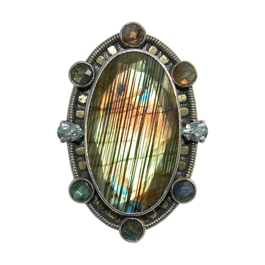 17365 Labradorite, Blue Topaz Sterling Silver Pin and Pendant