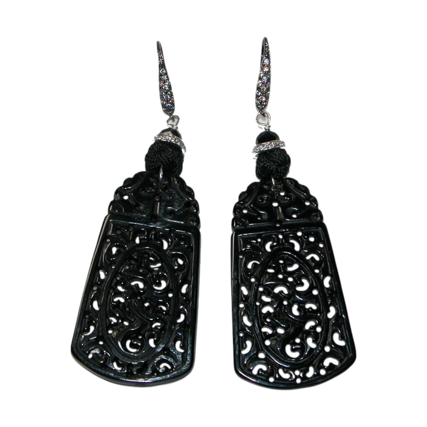 17676 Carved Onyx Sterling Silver Earrings